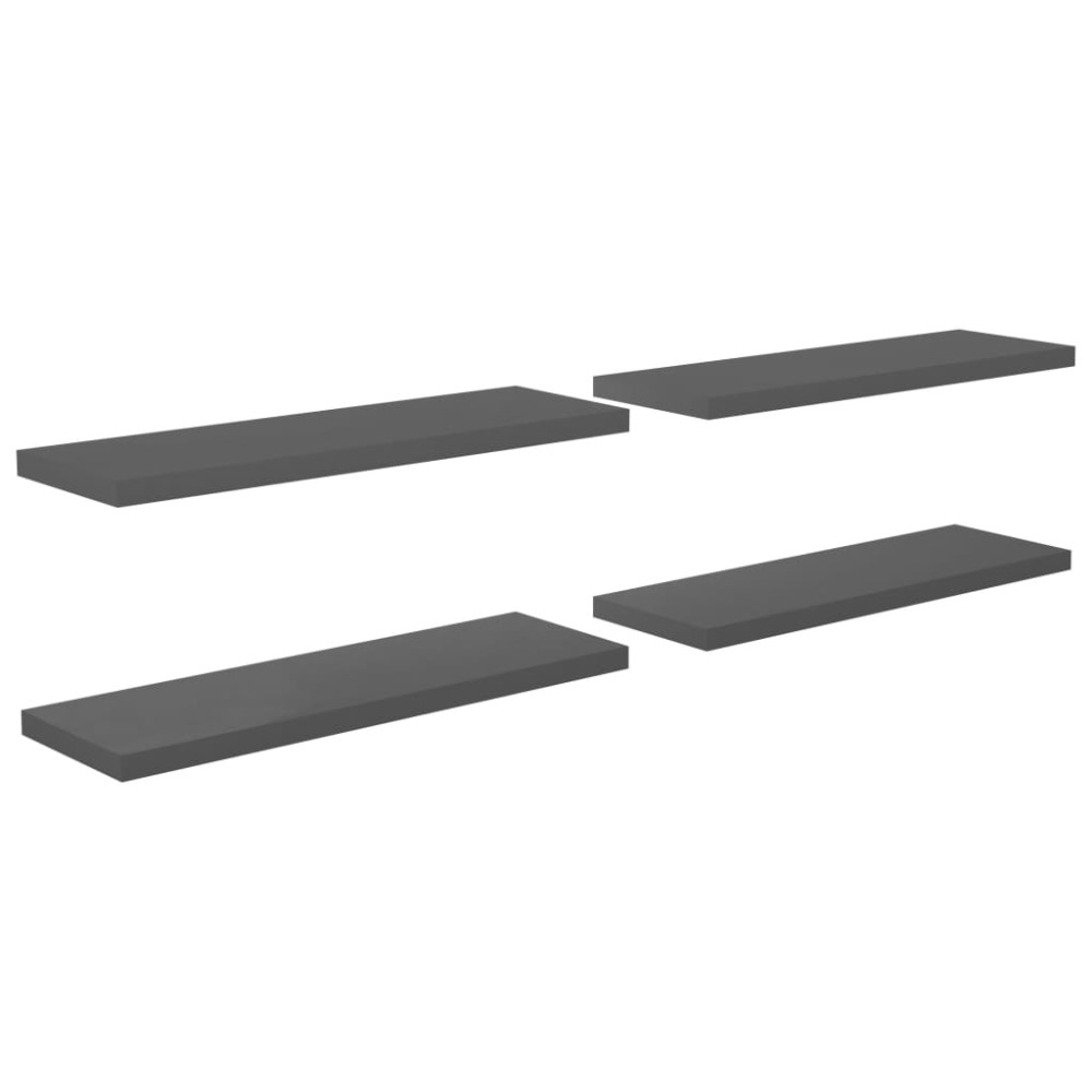 vidaXL Rafturi de perete, 4 buc., gri extralucios, 120x23,5x3,8 cm MDF