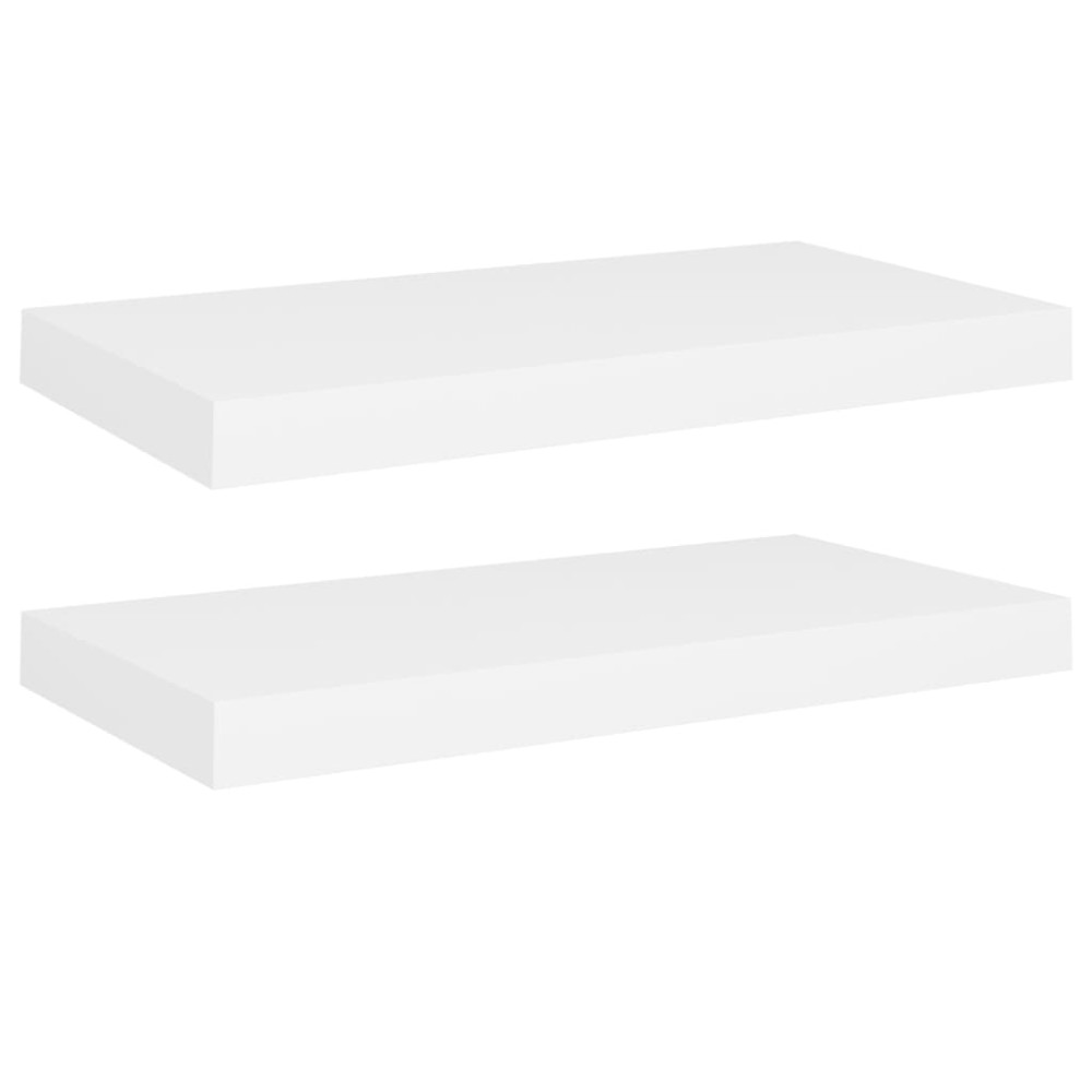vidaXL Rafturi de perete suspendate, 2 buc., alb, 50x23x3,8 cm, MDF
