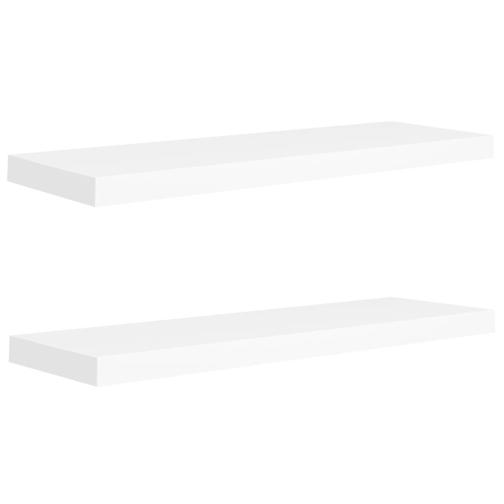 vidaXL Rafturi de perete suspendate, 2 buc., alb, 80x23,5x3,8 cm, MDF
