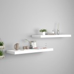 vidaXL Rafturi de perete suspendate, 2 buc., alb, 80x23,5x3,8 cm, MDF vidaXL Rafturi de perete suspendate, 2 buc., alb, 80x23,5x3,8 cm, MDF