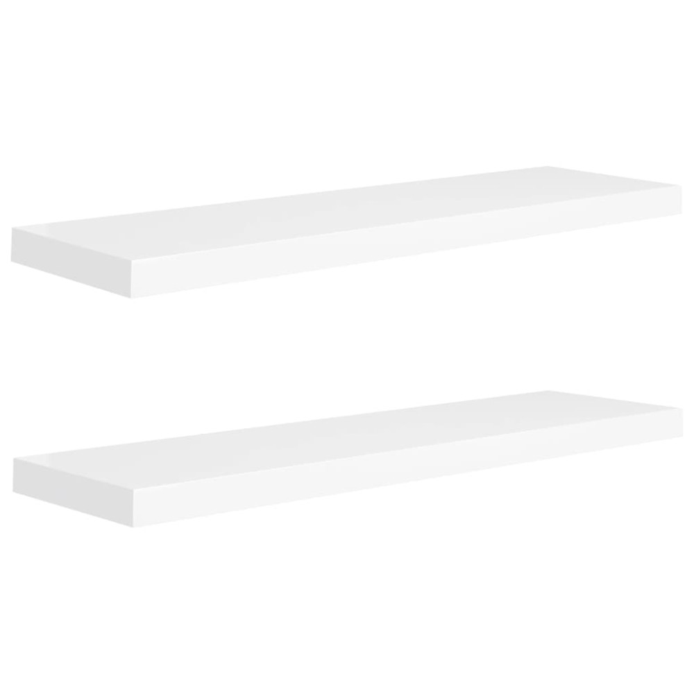 vidaXL Rafturi de perete suspendate, 2 buc., alb, 90x23,5x3,8 cm, MDF