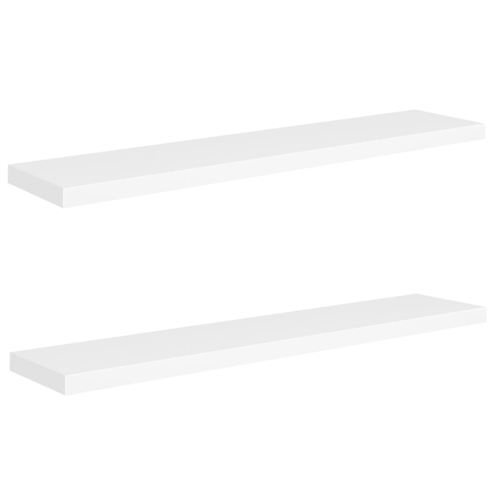 vidaXL Rafturi de perete suspendate, 2 buc., alb, 120x23,5x3,8 cm, MDF