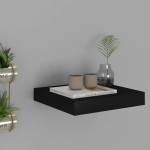 vidaXL Raft de perete suspendat, negru, 23x23,5x3,8 cm, MDF vidaXL Raft de perete suspendat, negru, 23x23,5x3,8 cm, MDF