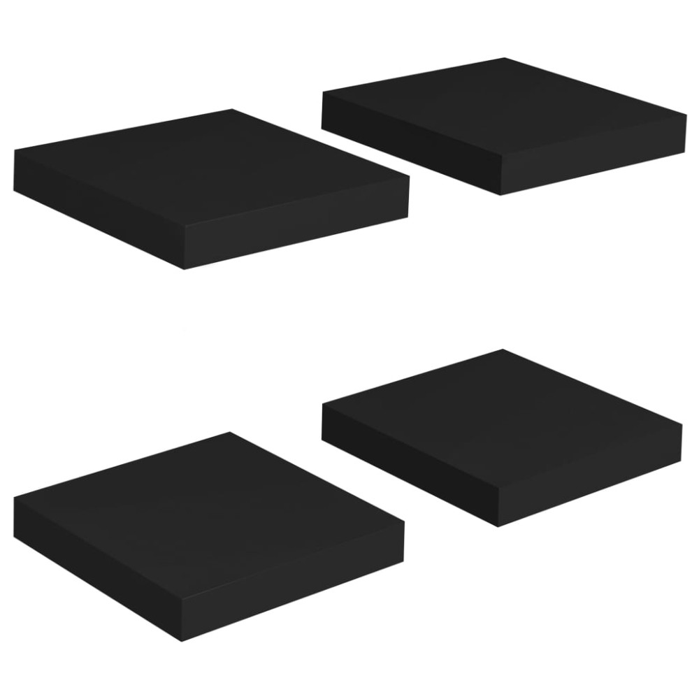 vidaXL Rafturi de perete suspendate, 4 buc., negru, 23x23,5x3,8 cm MDF
