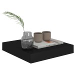 vidaXL Rafturi de perete suspendate, 4 buc., negru, 23x23,5x3,8 cm MDF vidaXL Rafturi de perete suspendate, 4 buc., negru, 23x23,5x3,8 cm MDF