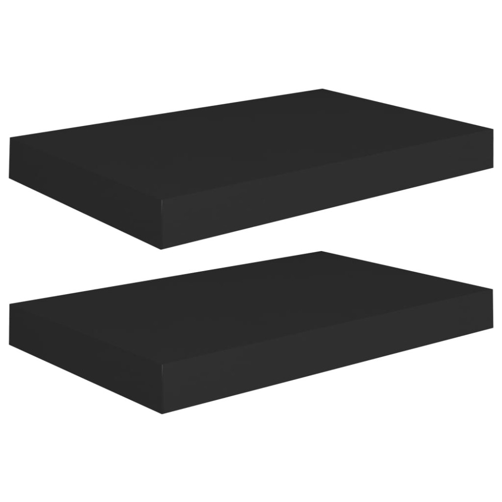 vidaXL Rafturi de perete suspendate 2 buc., negru, 40x23x3,8 cm, MDF