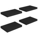 vidaXL Rafturi de perete suspendate, 4 buc., negru, 40x23x3,8 cm, MDF
