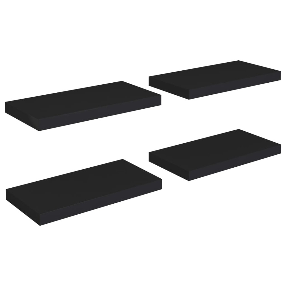 vidaXL Rafturi de perete suspendate, 4 buc., negru, 50x23x3,8 cm, MDF