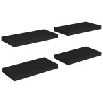 vidaXL Rafturi de perete suspendate, 4 buc., negru, 50x23x3,8 cm, MDF