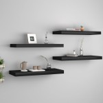 vidaXL Rafturi de perete, 4 buc., negru, 60 x 23,5 x 3,8 cm, MDF vidaXL Rafturi de perete, 4 buc., negru, 60 x 23,5 x 3,8 cm, MDF