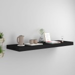 vidaXL Raft de perete suspendat, negru, 80x23,5x3,8 cm, MDF vidaXL Raft de perete suspendat, negru, 80x23,5x3,8 cm, MDF