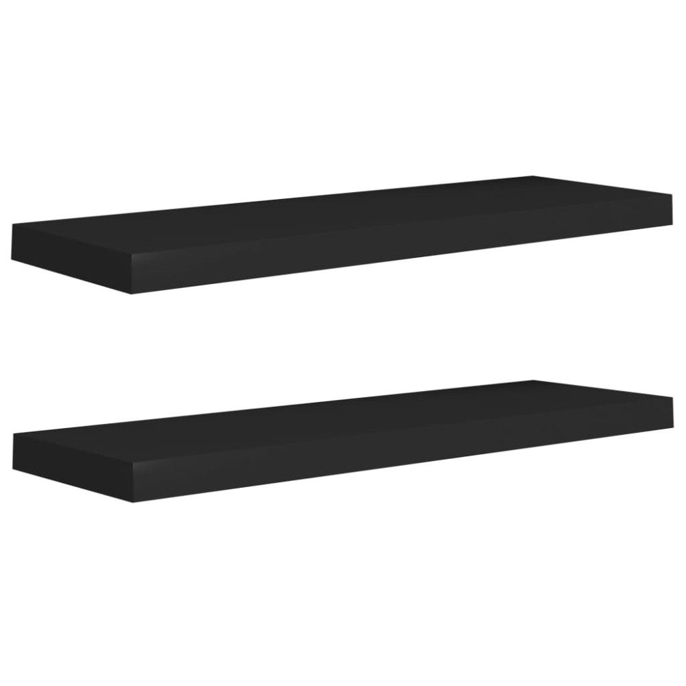 vidaXL Rafturi de perete suspendate 2 buc., negru, 80x23,5x3,8 cm, MDF