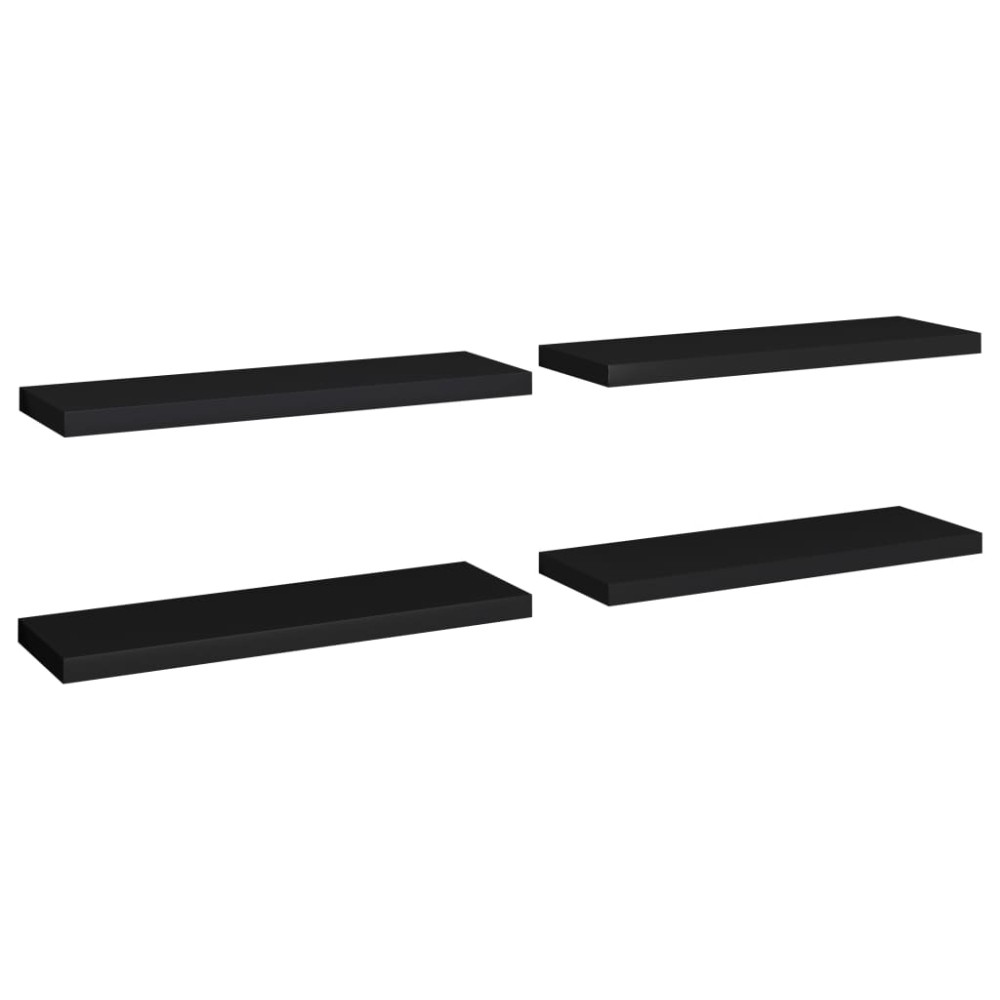 vidaXL Rafturi de perete, 4 buc., negru, 80 x 23,5 x 3,8 cm, MDF