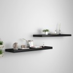 vidaXL Rafturi de perete suspendate 2 buc., negru, 90x23,5x3,8 cm, MDF vidaXL Rafturi de perete suspendate 2 buc., negru, 90x23,5x3,8 cm, MDF