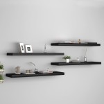vidaXL Rafturi de perete suspendate 4 buc., negru, 90x23,5x3,8 cm, MDF vidaXL Rafturi de perete suspendate 4 buc., negru, 90x23,5x3,8 cm, MDF