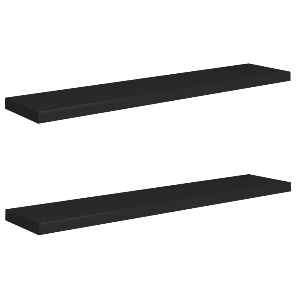 vidaXL Rafturi de perete suspendate 2 buc., negru 120x23,5x3,8 cm, MDF