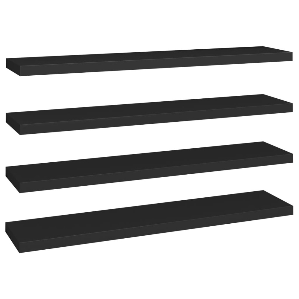 vidaXL Rafturi de perete suspendate 4 buc. negru 120x23,5x3,8 cm MDF