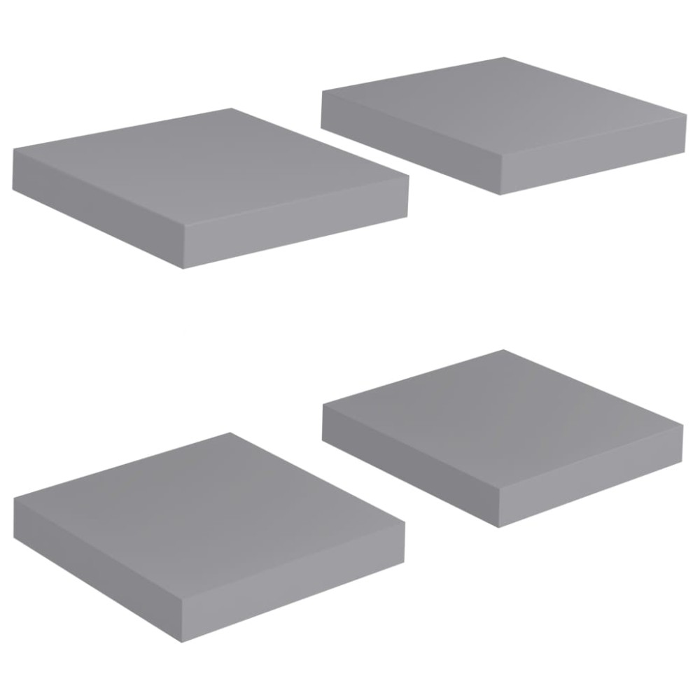 vidaXL Rafturi de perete, 4 buc., gri, 23 x 23,5 x 3,8 cm, MDF