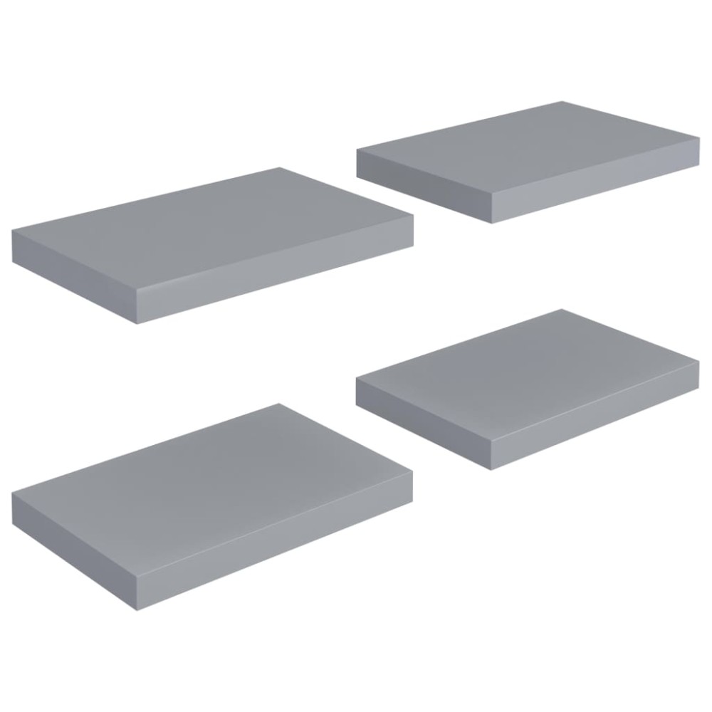 vidaXL Rafturi de perete suspendate, 4 buc., gri, 40x23x3,8 cm, MDF