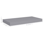 vidaXL Raft de perete suspendat, gri, 50x23x3,8 cm, MDF