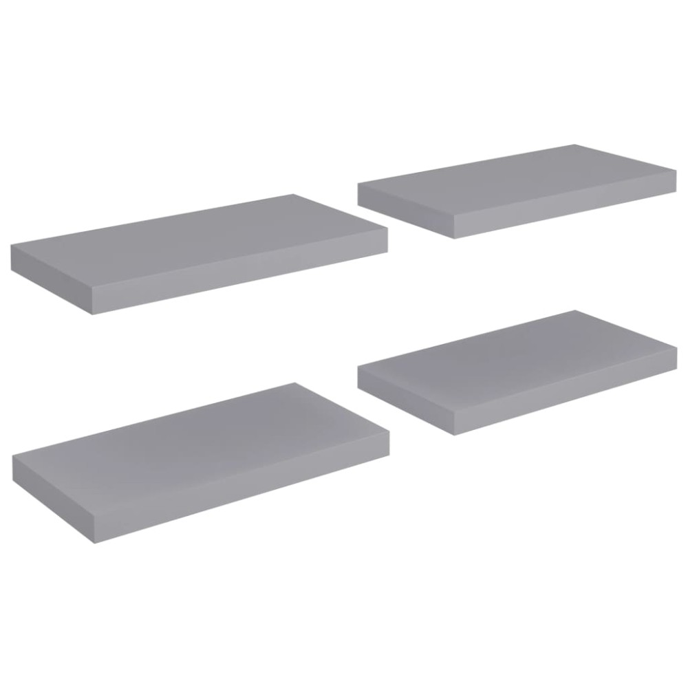 vidaXL Rafturi de perete suspendate, 4 buc., gri, 50x23x3,8 cm, MDF