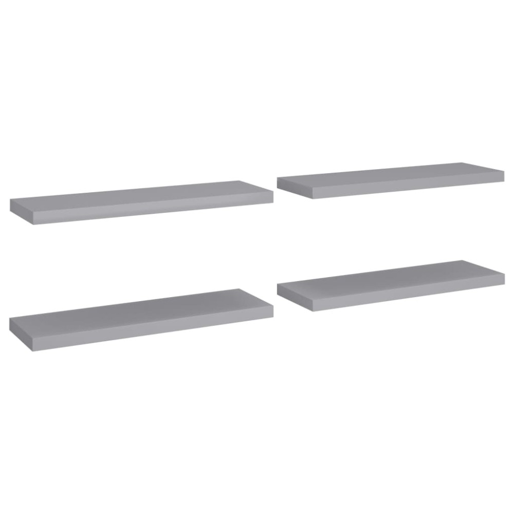 vidaXL Rafturi de perete suspendate, 4 buc., gri, 80x23,5x3,8 cm, MDF