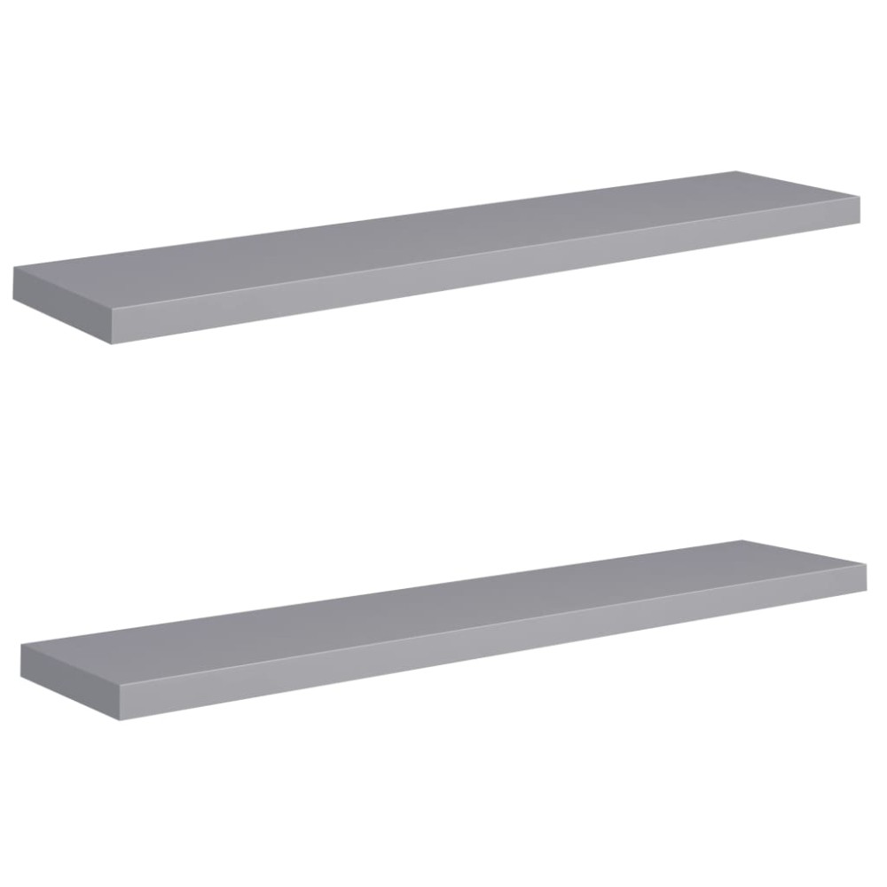 vidaXL Rafturi de perete suspendate, 2 buc., gri, 120x23,5x3,8 cm, MDF