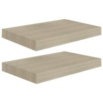 vidaXL Rafturi de perete suspendate, 2 buc., stejar, 40x23x3,8 cm, MDF