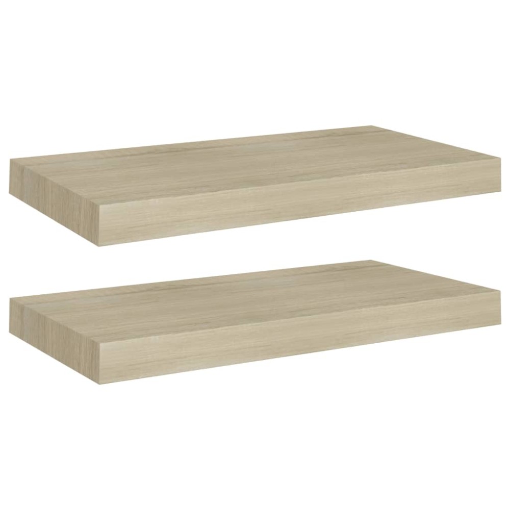 vidaXL Rafturi de perete suspendate, 2 buc., stejar, 50x23x3,8 cm, MDF