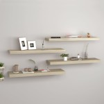vidaXL Rafturi de perete suspendate 4 buc., stejar, 80x23,5x3,8 cm MDF vidaXL Rafturi de perete suspendate 4 buc., stejar, 80x23,5x3,8 cm MDF