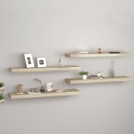 vidaXL Rafturi de perete suspendate 4 buc. stejar, 90x23,5x3,8 cm, MDF vidaXL Rafturi de perete suspendate 4 buc. stejar, 90x23,5x3,8 cm, MDF