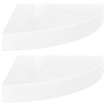 vidaXL Rafturi colț perete, 2 buc., alb extralucios, 25x25x3,8 cm, MDF vidaXL Rafturi colț perete, 2 buc., alb extralucios, 25x25x3,8 cm, MDF