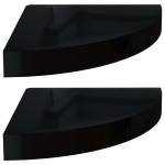 vidaXL Rafturi colț perete, 2 buc., negru extralucios 25x25x3,8 cm MDF vidaXL Rafturi colț perete, 2 buc., negru extralucios 25x25x3,8 cm MDF