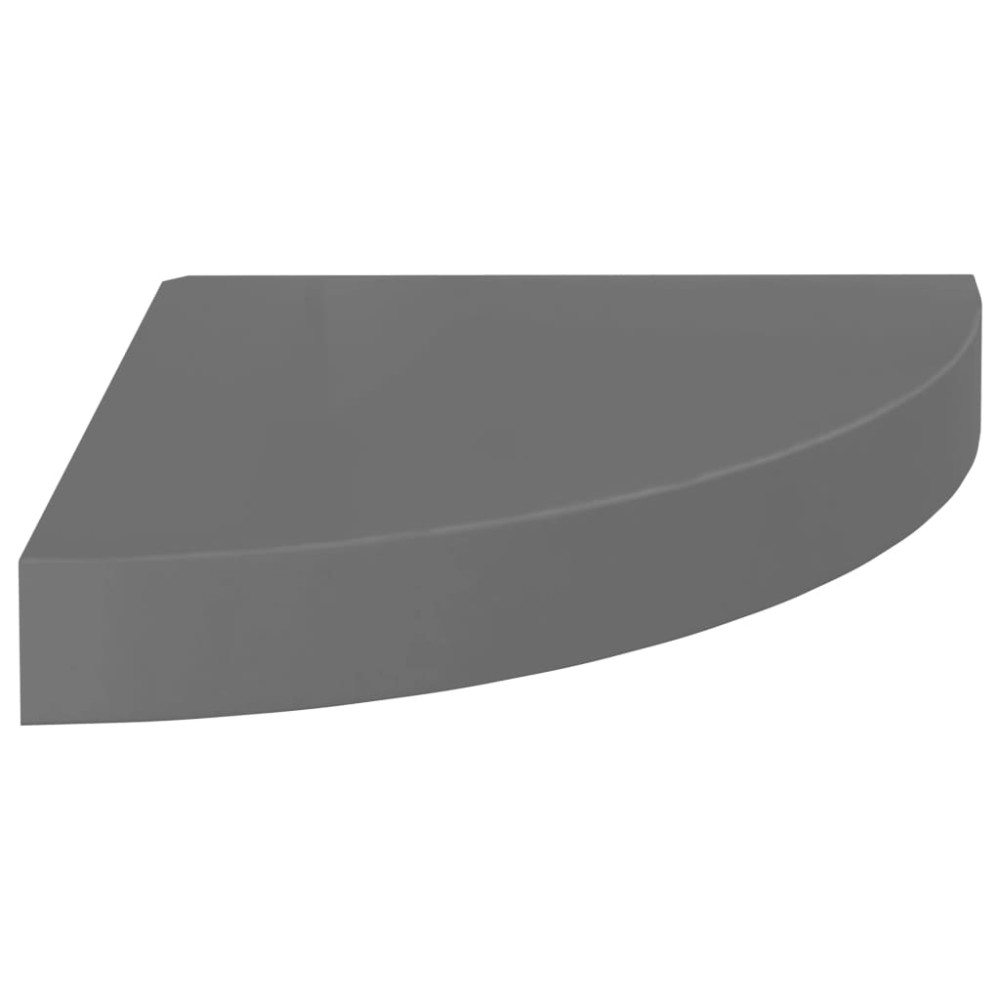 vidaXL Raft colțar de perete, gri extralucios, 25x25x3,8 cm, MDF