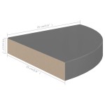 vidaXL Raft colțar de perete, gri extralucios, 25x25x3,8 cm, MDF vidaXL Raft colțar de perete, gri extralucios, 25x25x3,8 cm, MDF