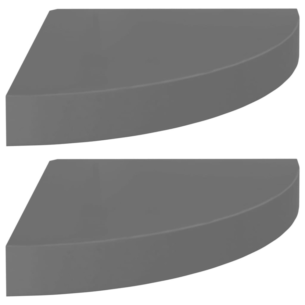 vidaXL Rafturi colț perete, 2 buc., gri extralucios, 25x25x3,8 cm, MDF