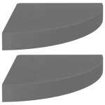 vidaXL Rafturi colț perete, 2 buc., gri extralucios, 25x25x3,8 cm, MDF vidaXL Rafturi colț perete, 2 buc., gri extralucios, 25x25x3,8 cm, MDF