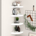 vidaXL Rafturi colțar de perete, 4 buc., alb, 25 x 25 x 3,8 cm, MDF vidaXL Rafturi colțar de perete, 4 buc., alb, 25 x 25 x 3,8 cm, MDF