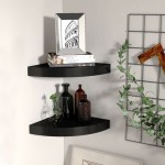 vidaXL Rafturi colț de perete, 2 buc., negru, 25x25x3,8 cm, MDF vidaXL Rafturi colț de perete, 2 buc., negru, 25x25x3,8 cm, MDF