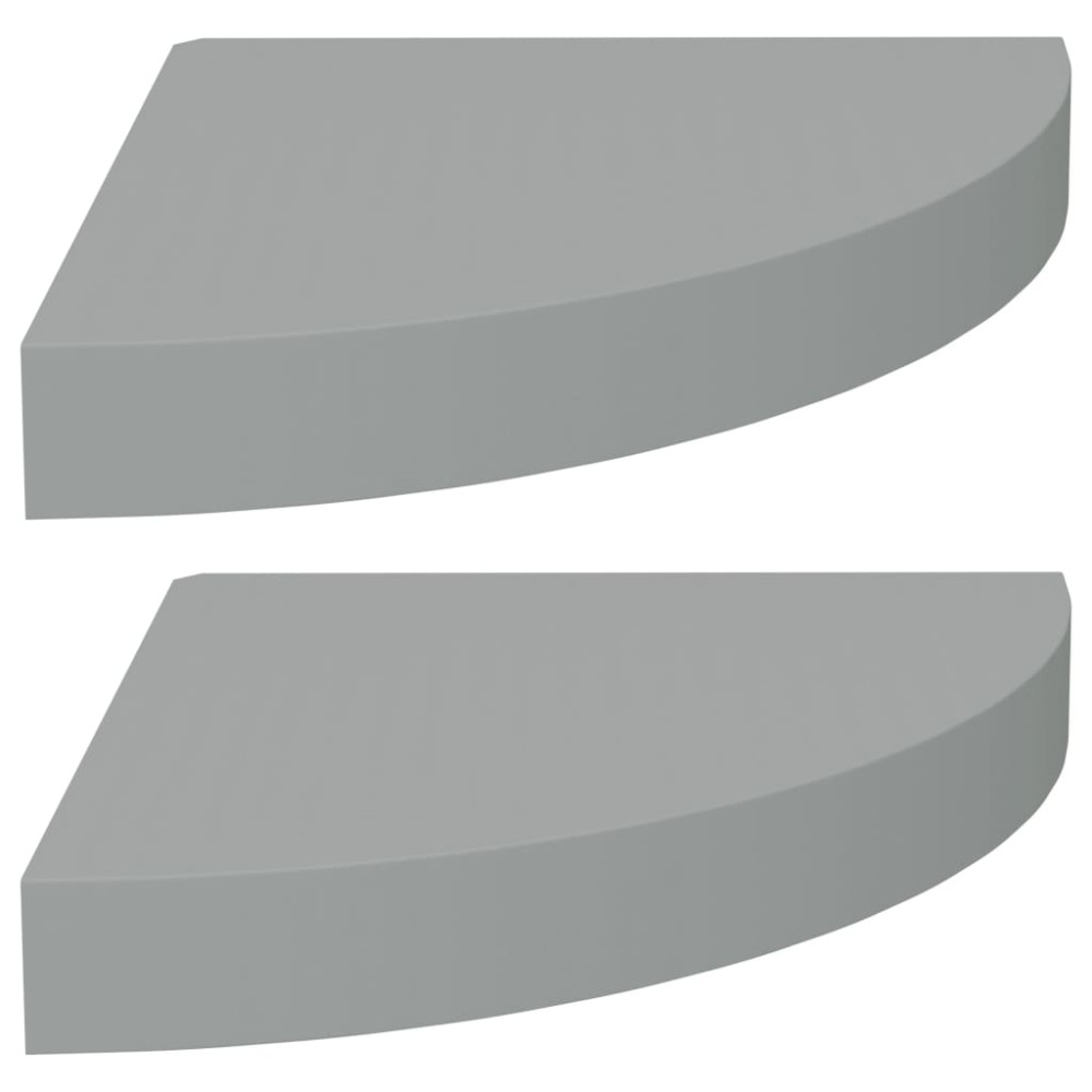 vidaXL Rafturi colțar de perete, 2 buc., gri, 25 x 25 x 3,8 cm, MDF