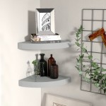 vidaXL Rafturi colțar de perete, 2 buc., gri, 25 x 25 x 3,8 cm, MDF vidaXL Rafturi colțar de perete, 2 buc., gri, 25 x 25 x 3,8 cm, MDF