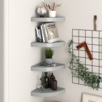 vidaXL Rafturi colțar de perete, 4 buc., gri, 25 x 25 x 3,8 cm, MDF vidaXL Rafturi colțar de perete, 4 buc., gri, 25 x 25 x 3,8 cm, MDF