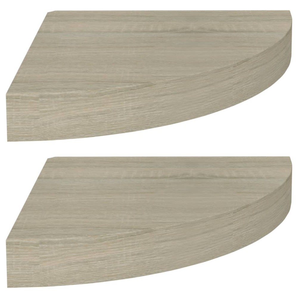 vidaXL Rafturi colț de perete, 2 buc., stejar, 25 x 25 x 3,8 cm, MDF
