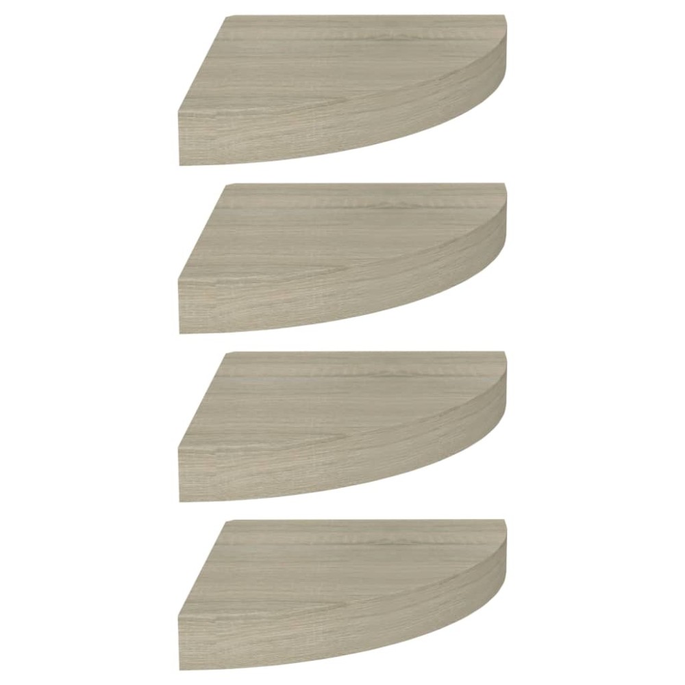 vidaXL Rafturi colțar de perete, 4 buc., stejar, 25 x 25 x 3,8 cm, MDF