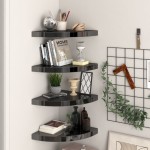 vidaXL Rafturi colț perete 4 buc, negru extralucios, 35x35x3,8 cm, MDF vidaXL Rafturi colț perete 4 buc, negru extralucios, 35x35x3,8 cm, MDF