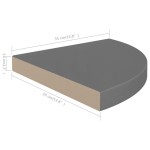vidaXL Raft colțar de perete, gri extralucios, 35 x 35 x 3,8 cm, MDF