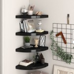 vidaXL Rafturi colțar de perete, 4 buc., negru, 35 x 35 x 3,8 cm, MDF vidaXL Rafturi colțar de perete, 4 buc., negru, 35 x 35 x 3,8 cm, MDF