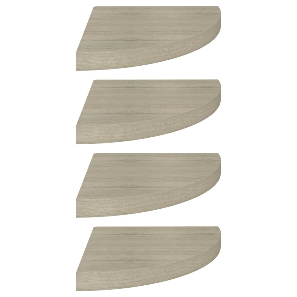 vidaXL Rafturi colț suspendate, 4 buc., stejar, 35x35x3,8 cm, MDF