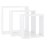 vidaXL Rafturi cub de perete, 3 buc., alb, MDF vidaXL Rafturi cub de perete, 3 buc., alb, MDF