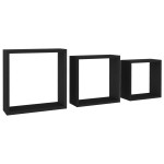 vidaXL Rafturi cub de perete, 3 buc., negru, MDF vidaXL Rafturi cub de perete, 3 buc., negru, MDF